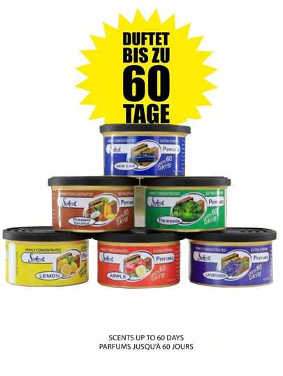 Parfumeur d'air de voiture de luxe en bocal en bois - Aromathérapie longue durée pour véhicules, maisons et bureaux, au choix parmi 15 parfums, baume naturel et comprimé, dure jusqu'à 60 jours : Ananas-Noix de coco/Pomme/Lavande/Les Bois/Voiture Neuve/Citron