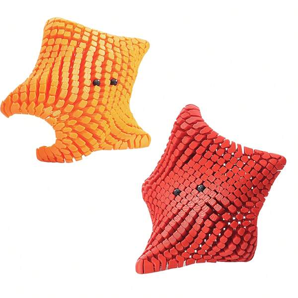 3D Printed Pixel Starfish, Creative Stress Relief Toy, Can Be Manually Adjusted To Any Shape,Stress Squishy,Fish Toy,Fidget Sensory