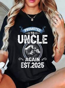 100% Cotton Promoted To Uncle Again Funny Pregnancy Announcement 2025 T-Shirt