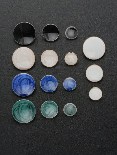 10pcs Elegant High-Quality Hand-Painted Metal Button With Golden Trim, 11-20mm - Perfect For Coats & Shirts, Sewing & Knitting Supplies- For DIY Enthusiasts & Fashion Designers - Great Gift For Crafters & Sewing Lovers