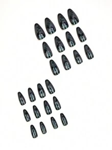 24 piezas - Pegatinas de uñas en forma de almendra de rosa negra con borde negro, con relieve, para otoño e invierno - Uñas negras, adecuadas para que mujeres y niñas creen sus propios diseños de uñas. Producto de cuidado de uñas, para realzar tu sentido de la moda. Decoración de uñas.