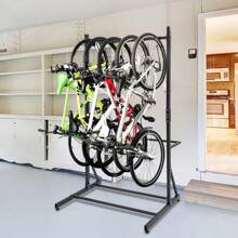 NANSTATA  Freestanding Bike Rack For 5 Bicycles, Vertical Bike Rack With 300 Lbs Capacity, Adjustable Height Indoor Bike Storage Rack, Black - Black - View 1