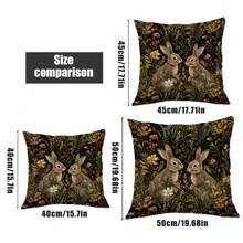 1pc Vintage Floral Rabbit Design Throw Pillow Case, Single-Sided Soft Peach Velvet Fabric, 45*45CM/50*50CM Cushion Cover Suitable For Home Decor, Party Decoration, Decorative Pillow Gift - Multicolor - View 6