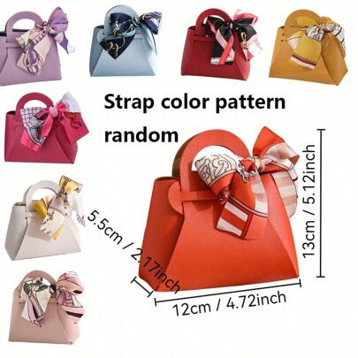 1件装皮革手提糖果礼盒配丝带轻奢礼品袋多色结婚糖果袋纪念品回礼圣诞节情人节