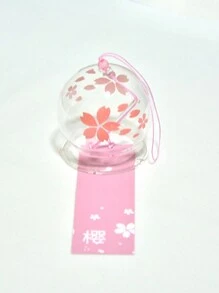 1pc Japanese Style Handmade Glass Wind Chimes In Pink Cherry, Red, Blue, Suitable As Birthday Gift And Home Decor