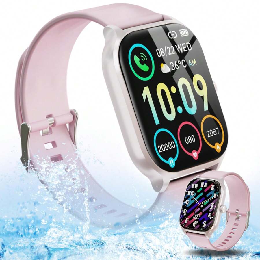 SHIXIONG Smart Watch With Bluetooth, 2.01 Inch Waterproof Smartwatch With Heart Rate Monitor For Women And Men, Pedometer, Compatible With IOS, Android. (Black) - Pink - View 1