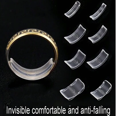 树脂戒指调节器，隐形戒指尺寸垫，适用于松动的戒指，适合所有手指尺寸。隐形戒指尺寸调节器，适合松动的戒指 - 多种手指尺寸可选，舒适且具有保护作用。可调节透明紧固器，尺寸调节工具，珠宝保护器，适合松动的戒指。戒指调节器适用于任何戒指，多种尺寸可选。女士戒指调节器。