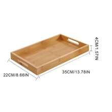 Wide Bamboo Organizer Tray Storage Bin With Handles For Cutlery Serving Spoons Cooking Utensils Teapot Teacup
