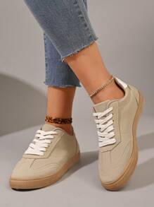 Damen Outdoor Khaki leichte Lässig Sportschuhe, farbblockdesign bequeme Sneaker für Outdoor, Laufen