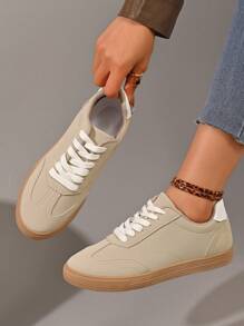 Damen Outdoor Khaki leichte Lässig Sportschuhe, farbblockdesign bequeme Sneaker für Outdoor, Laufen