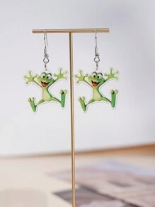 1 Coppia di orecchini a forma di rana in acrilico piatto 2D, regalo di moda per donne, per San Valentino, feste, mamma, madre, festa della mamma