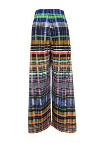 Street Style Plaid Wide Leg Pants For Women - Multicolor - View 2