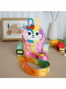 Bolsa mensageiro de silicone com animais fofos, porta-moedas, mini bolsa de aperto com liberação de pressão dos dedos - à prova d'água, bolsa de armazenamento