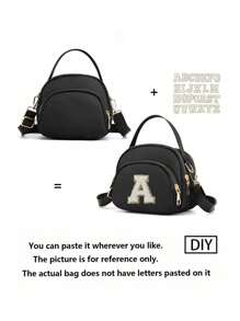 1pc 新款时尚韩版包包单肩斜跨零钱手机包手提包DIY A-Z字母多功能可装钥匙、纸巾、口红、香水、手机充电宝多层斜跨包立体包适合秋冬季日常使用适合中学生、高中生和大学生购物、旅游、户外休闲。情人节礼物。送给她的礼物。 - 黑包+白色5.5 - 查看 7