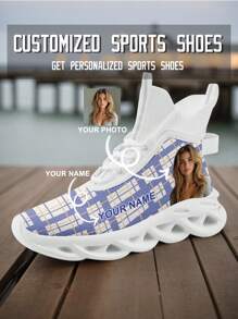 Personalisierte Hochbund Sportschuhe, mit Ihrem Foto und Namen bedruckt, reflektierendes, atmungsaktives Mesh-Design, modische und komfortable Sneaker mit dicker Sohle, stilvolle und weiche Sportbekleidung für Damen und Herren