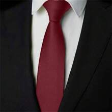 Slim Plain Twill Social Tie With Fine Lines - Redwood - View 1
