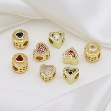 1pc Fashionable Casual Personalized Minimalist High-End Versatile Super Shiny Colorful Zirconia Heart Shaped Heart Beaded 18K Plated Adjustable Chain Bracelet, Suitable For Women Daily Outfit, Party, Birthday, Valentine's Day Gift