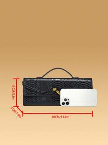 Dedoo 酒红色手提包，樱桃红信封包，酒红色信封包，高端新款手提包，欧美时尚鳄鱼皮翻盖手提包，晚宴包，单肩包，斜挎包。优雅女士手提包，优雅女士包，奢华 - 黑色 - 查看 10