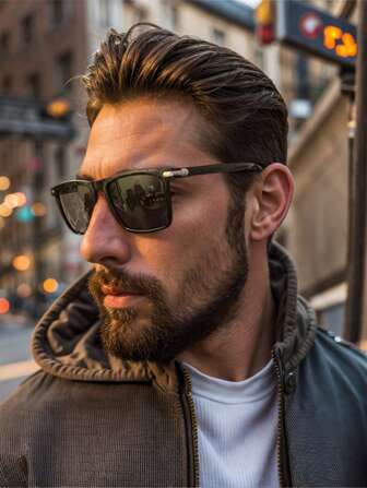 1 件男士方形塑料时尚眼镜，适合户外旅行、海滩派对、徒步旅行、街头摄影、热带海滩度假配件