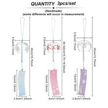 1pc Japanese Style Handmade Glass Wind Chimes In Pink Cherry, Red, Blue, Suitable As Birthday Gift And Home Decor