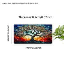 1pc Four Season Tree Desk Pad Dark Colorful Design Large Mouse Pad 35.4x15.7 Inch Desk Accessories Rubber Base Mousepad Stitched Edge Non-Slip Keyboard Pad For Office Home Computer As Gifts For Men Women Friends,Back To School,Halloween