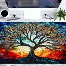 1pc Four Season Tree Desk Pad Dark Colorful Design Large Mouse Pad 35.4x15.7 Inch Desk Accessories Rubber Base Mousepad Stitched Edge Non-Slip Keyboard Pad For Office Home Computer As Gifts For Men Women Friends,Back To School,Halloween