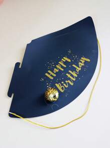1 set (5 piezas) - Gorra de cumpleaños negra y dorada, gorra de cumpleaños cónica creativa, accesorios para fiestas de cumpleaños, props para fotos