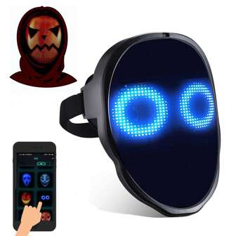 Programmable LED Mask-APP Bluetooth Customizable Light-Up Face Mask For Festivals Parties Raves Cosplay Christmas Gift (USBC Rechargable)