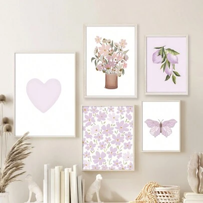 1 件青少年女孩房间装饰、紫色墙壁艺术套装、育儿室墙壁艺术、游戏室装饰、紫色可印刷墙壁艺术、紫色印刷套装、女孩房间装饰、帆布墙壁海报、卧室客厅走廊装饰、墙壁海报墙壁艺术装饰壁画、家居装饰、海报艺术