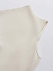 Women's Elegant Solid Color Tie-Shoulder Sleeveless Minimalist Short Shift Dress, Light-Colored