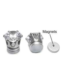2pcs Fashion No-Piercing Zirconia Earrings, Six-Prong Stainless Steel Magnetic Zirconia Earrings, Brilliant Zirconia