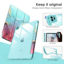 DTTOCASE IPad Pro 12.9 Case For 6th/5th/4th/3rd Gen (2022-2018) & IPad Air M3/M2 13 Inch (2025/2024) – Clear Protective Cover With Built-In Apple Pencil Holder, Auto Sleep/Wake & Camera Protection - Sky Marble - View 3