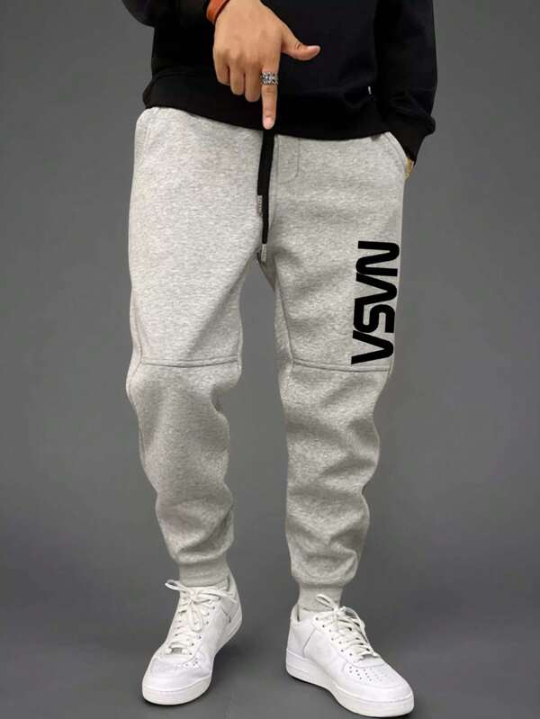 Men's Casual Knitted Letter Print Sweatpants