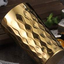 1 件不锈钢双层隔热咖啡杯（金色），创意浮雕钻石设计，家用咖啡杯可保持饮料温暖/保冷，防摔且易于清洁