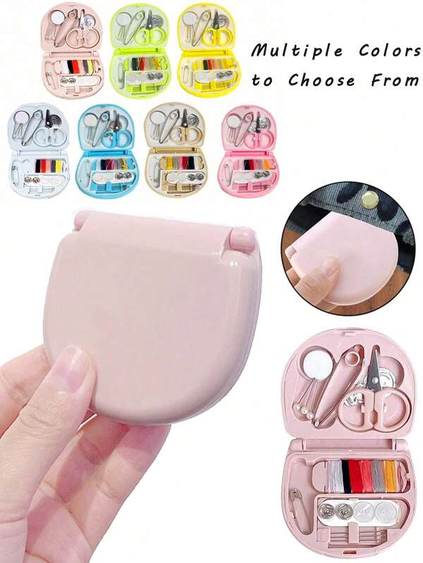 Portable Mini Sewing Kit,Foldable Sewing Kit For Beginner,Mini Portable Small Sewing Box Travel Household Sewing Kit Thread Scissors Needles Pins,Portable Small Sewing Kit,Mini Scissors Button Thread