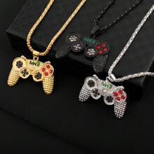 1pc Fashionable Stainless Steel Pendant Necklace With Gemstone Inlaid Game Controller Shape Pendant, A Must-Have Item For Gamers, Suitable For Both Men And Women; A Great Choice Of Gift For Friends On Special Occasions Such As Valentine's Day, Birthdays, Or Roommates Gifts.,Mom,Mother,Mother's Day,Gift