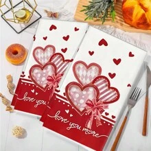 16x24 Inch Super Soft And Absorbent Heart-Shaped Kitchen Towel - Machine Washable Dish Cloth With Valentine's Day Heart Design, Home Decor, Holiday Gift, Wedding Decor