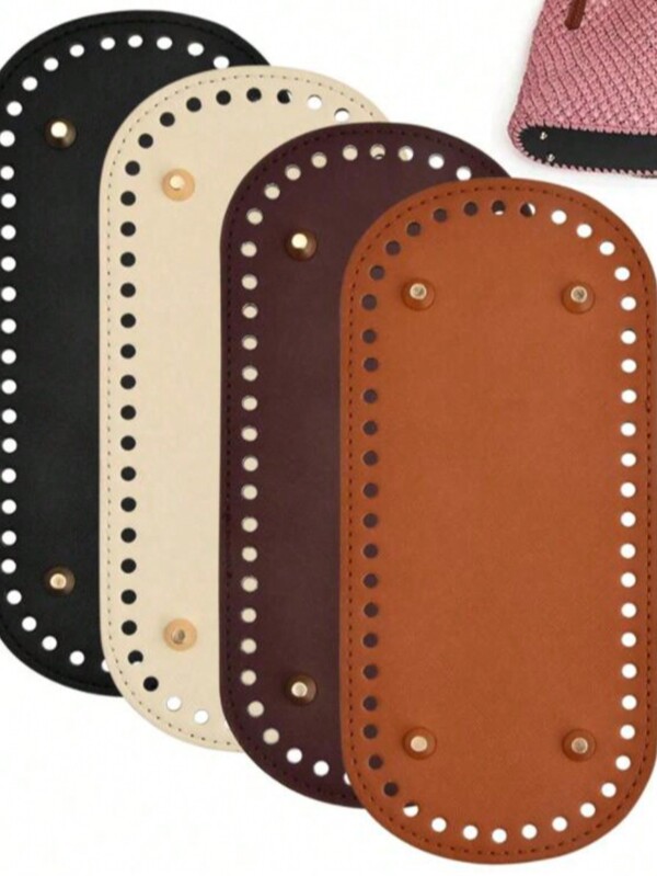 1 pezzo / 3 pezzi Fondo uncinetto per borsa, cuscino di fondo per borsa, fondo borsa ovale in PU con fori per la realizzazione di borse a mano, contenitore per fondo borsa in PU, supporto ovale per fondo borsa a mano fai da te, strumenti per uncinetto, fondo lungo 22 * 10 cm per borsa a maglia, base borsa in PU con fori, accessori per fondo borsa all'uncinetto fai da te
