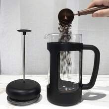 Easyworkz Cafetera de émbolo francés Easyworkz, tetera de vidrio borosilicato con filtro de 4 niveles y asa suave, apta para lavavajillas, ideal para amantes del café y el té, gran regalo para días festivos