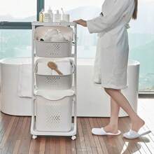 Living And Home 2-Tier Rolling Laundry Hamper - Breathable Detachable Baskets With Wheels (44*33*79cm/110cm, White),Bedroom Decor Storage Organization And Storage Puppy Keep Dress Shorts Phone Case Bikini Summer Dresses For Women Skirt Summer Dress Jeans Tops White Dress Dresses For Women - White 3-tier 44cm W X 33cm D X 110cm H - View 5