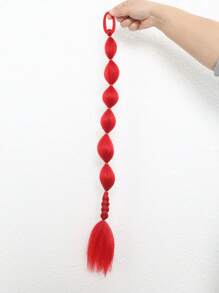 1pc Girl Colorful Extra Long 60cm Hair Extension With 1 Braids For High Ponytail And Double Ponytail Hairstyles, Elastic Hair Ties For Music Festival And Party(Red/Blue/Green/Rose Red)