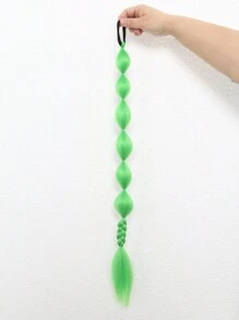 1pc Girl Colorful Extra Long 60cm Hair Extension With 1 Braids For High Ponytail And Double Ponytail Hairstyles, Elastic Hair Ties For Music Festival And Party(Red/Blue/Green/Rose Red)