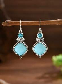 1 Pair Fashionable Creative Vintage Bohemian Style Earrings, Suitable For Women's Daily Wear - Antique Silver - View 3