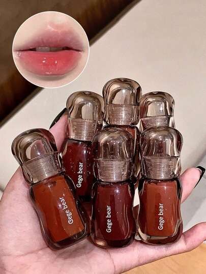 Gege Bear 1Pc冰桶晶莹透亮唇彩，保湿滋润不易脱妆不掉色，秋冬季女士液体唇膏