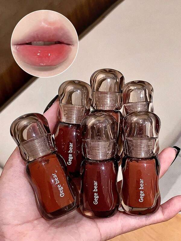 Gege Bear 1 Pieza Cubo de hielo brillo de labios cristalino y traslúcido, que hidrata y no se remueve fácilmente el maquillaje y el color, labial líquido para mujeres en otoño e invierno