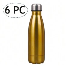 6 PC 12oz Insulated Water Bottle Double Wall Vacuum Stainless Steel Water Bottles, Leak Proof Metal Sports Water Bottle Keeps Drink Hot And Cold - Perfect For Outdoor Sports Camping Biking