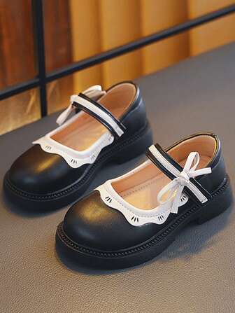 女童公主款牛津鞋，新款英式儿童黑色乐福鞋