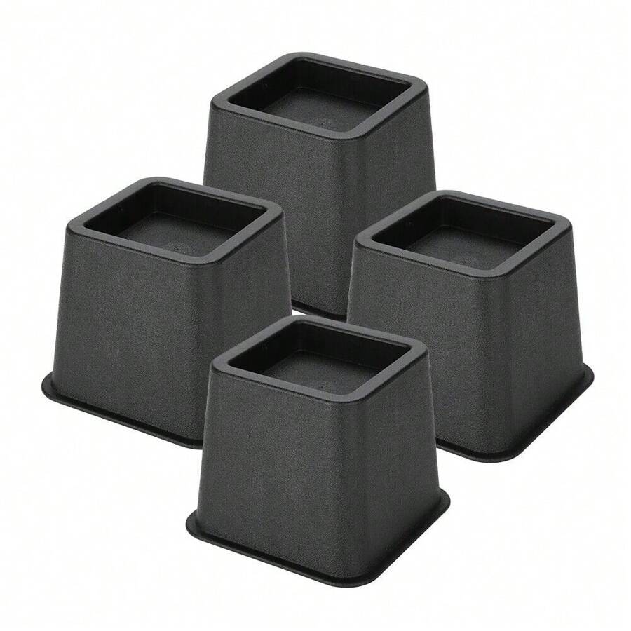 4pcs 3" Heavy Duty Bed Chair Risers Feet Leg Lift Furniture Extra Raisers Stand - Black - View 1