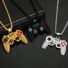 1pc Fashionable Stainless Steel Pendant Necklace With Gemstone Inlaid Game Controller Shape Pendant, A Must-Have Item For Gamers, Suitable For Both Men And Women; A Great Choice Of Gift For Friends On Special Occasions Such As Valentine's Day, Birthdays, Or Roommates Gifts.,Mom,Mother,Mother's Day,Gift