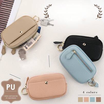 1pc Fashionable Women's Card Holder And Keychain Double Zipper PU Leather Clutch Bag Gift For Girlfriend Valentine's Day Gift Birthday Gift For Women Wallet Mini Wallet Purse Wallet Coin Wallet